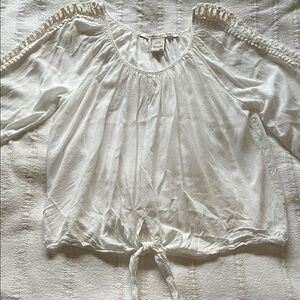 American Rag White Blouse with Tie Front